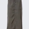 Convertible Nylon Cargo Skirt – Dark Grey
