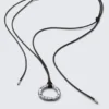 Cord Pendant Necklace – Silver – Black Cord