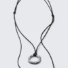Cord Pendant Necklace – Silver – Black Cord