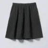 Cotton Poplin Midi Skirt – Checked Dark Blue