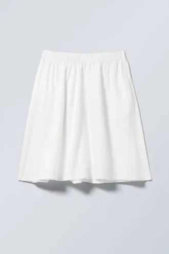Cotton Poplin Midi Skirt – White