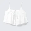 Cotton Poplin Tie-Front Pyjama Top – White
