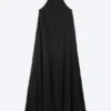 Cowl Neck A-Line Dress – Black