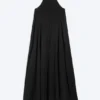 Cowl Neck A-Line Dress – Black