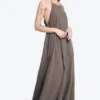 Cowl Neck A-Line Dress – Dark Mole