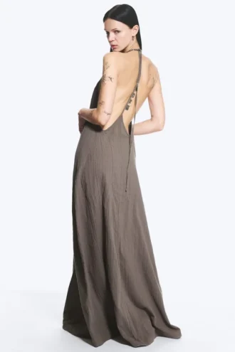 Cowl Neck A-Line Dress – Dark Mole