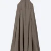Cowl Neck A-Line Dress – Dark Mole