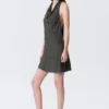 Cowl-Neck Jacquard Halter Mini Dress – Dark Grey