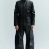Cracked Loose Fit Barrel Leg Jeans – Black