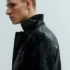 Cracked Single-Breasted Blazer – Black