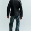 Cracked Single-Breasted Blazer – Black