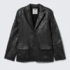 Cracked Single-Breasted Blazer – Black