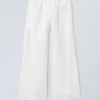 Crinkle Low Waist Loose Fit Trousers – White