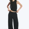 Crinkled Cotton Trousers – Black