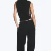 Crinkled Cotton Trousers – Black