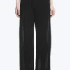 Crinkled Low-Rise Wide-Leg Trousers – Black