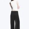 Crinkled Low-Rise Wide-Leg Trousers – Black