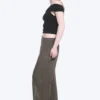 Crinkled Low-Rise Wide-Leg Trousers – Dark Brown