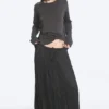 Crinkled Maxi Skirt – Dark Grey