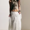 Crinkled Maxi Skirt – Dusty White