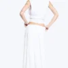 Crinkled Maxi Skirt – Dusty White