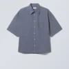 Crisp Cotton Short Sleeve Shirt – Dusty Blue