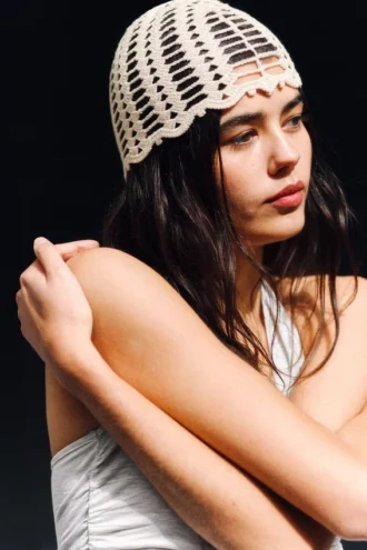 Crochet Cotton Skull Cap – Light Beige