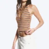 Crochet Halterneck Top – Striped Orange