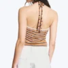 Crochet Halterneck Top – Striped Orange