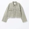 Cropped Boxy Twill Jacket – Khaki Green