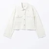 Cropped Boxy Twill Jacket – White