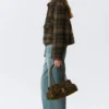 Cropped Boxy Zip Jacket – Dark Brown Check