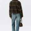 Cropped Boxy Zip Jacket – Dark Brown Check