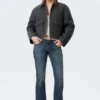 Cropped Boxy Zip Jacket – Dark Grey Melange
