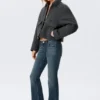 Cropped Boxy Zip Jacket – Dark Grey Melange