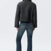 Cropped Boxy Zip Jacket – Dark Grey Melange