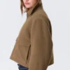 Cropped Boxy Zip Jacket – Soft Brown