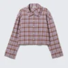 Cropped Checked Flannel Shirt – Purple Check
