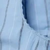 Cropped Cotton Poplin Corset Top – Striped Light Blue