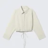 Cropped Cotton Poplin Drawstring Night-Shirt – Light Green