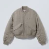 Cropped Eyelet Bomber Jacket – Dusty Mole