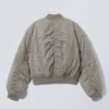 Cropped Eyelet Bomber Jacket – Dusty Mole