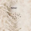 Cropped Faux Fur Trim Jacket – Dusty White – Black Dots