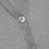 Cropped Knitted V-Neck Cardigan – Grey Melange