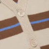 Cropped Knitted V-Neck Cardigan – Striped Brown
