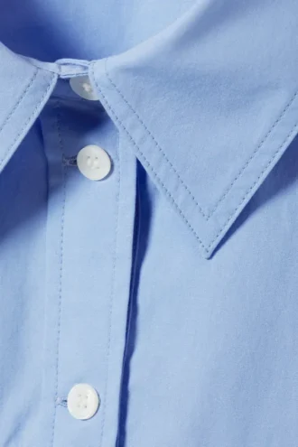 Cropped Loose Cargo Shirt – Light Blue