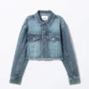 Cropped Oversized Barrel-Sleeved Denim Jacket – Starling Blue