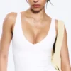 Cropped Plunge Sports Top – White