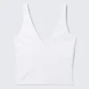 Cropped Plunge Sports Top – White