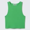 Cropped Ribbed Cotton Tank – Bright Green